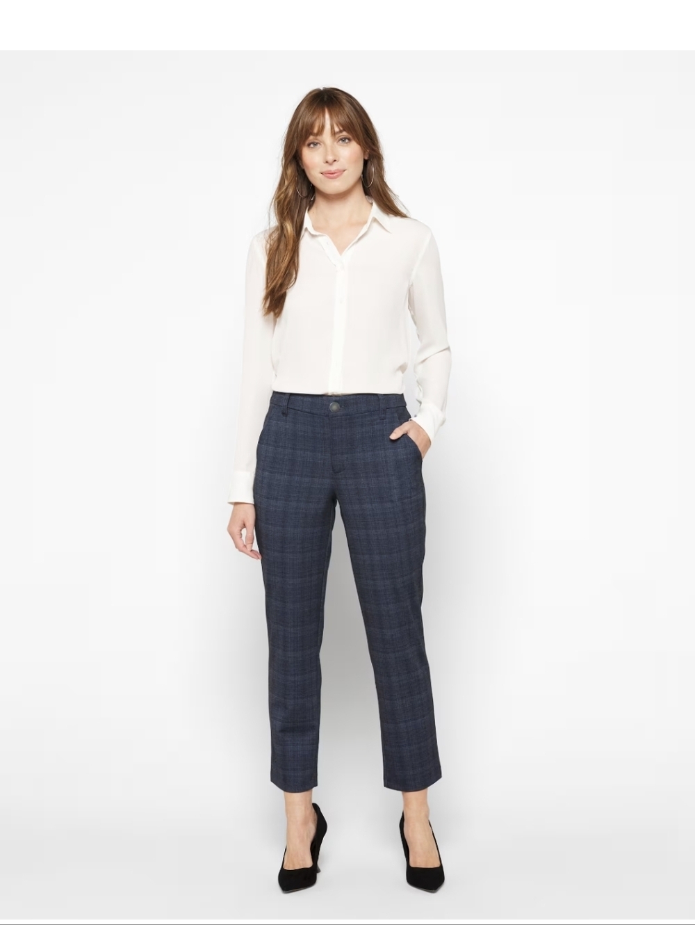 Classic Navy Plaid Dress Pants